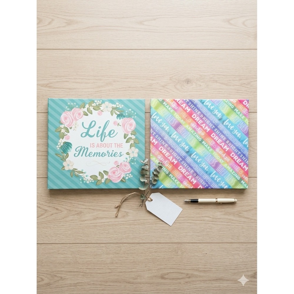 Scrapbook Album Bundle Floral Aesthetic Rainbow Motivational 12x12 2pc